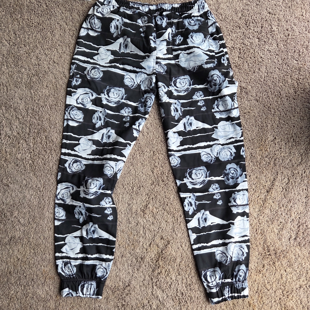 Fresh Prince Of Bel Air  Black and Gray Rose Pattern Joggers